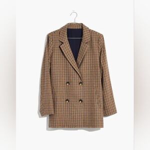 Madewell Caldwell Double Breasted Blazer Desert Check Size XS